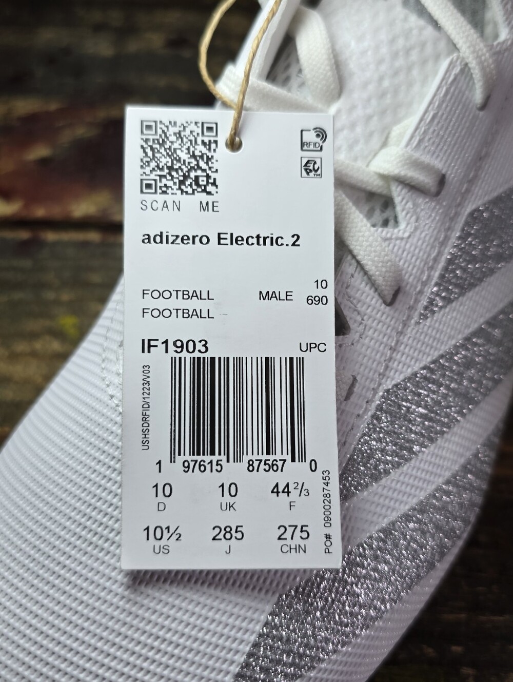 NEW Adidas Men's Sz 10.5 Adizero Electric 2 White Silver Football Cleats IF1903 - Picture 8 of 8